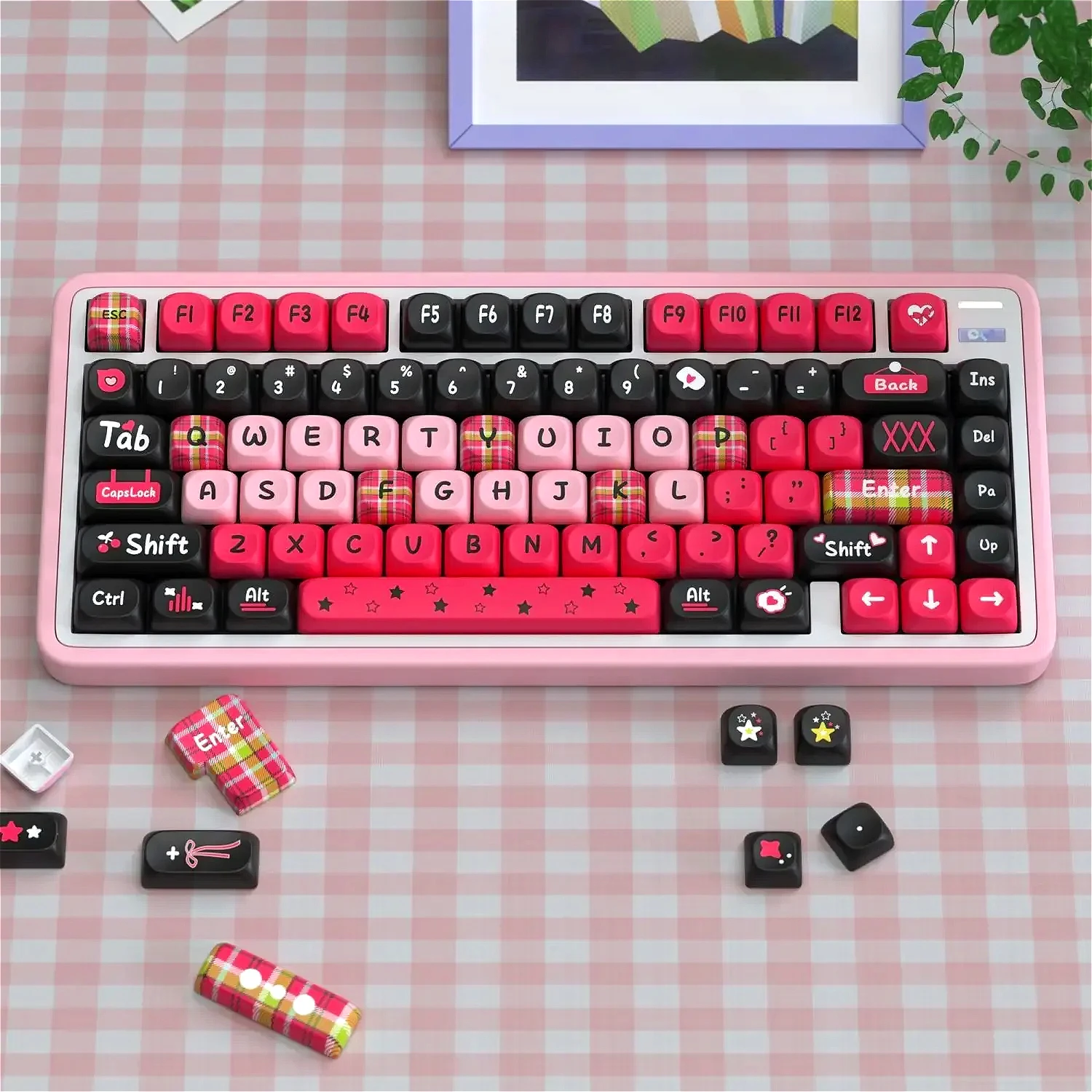 Girl Keycaps PBT SOA 125 Keys Cute for 60/64/84/98/108 Gaming Mechanical Keyboard MX Switch