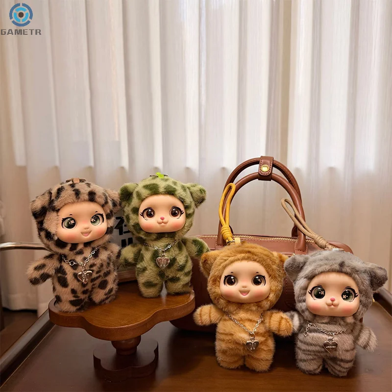 1PC かわいい漫画ヒョウシリーズ大きな目ビニール顔ぬいぐるみペンダントバックパック装飾ギフト