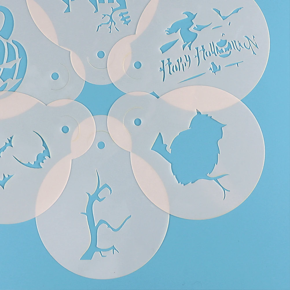

6 Pcs Cake Spray Mold Hollow Out Stencils Drawing Flower Halloween Templates DIY