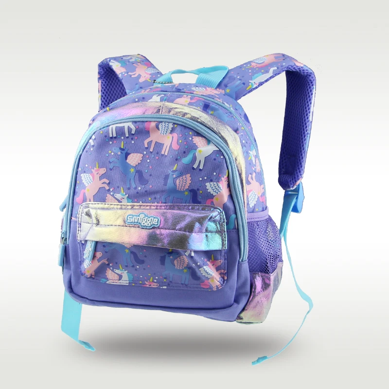 Austrália original smiggle bebê mochila menina dos desenhos animados unicórnio ombro mochila das crianças jardim de infância 1-4 ano 11 polegada