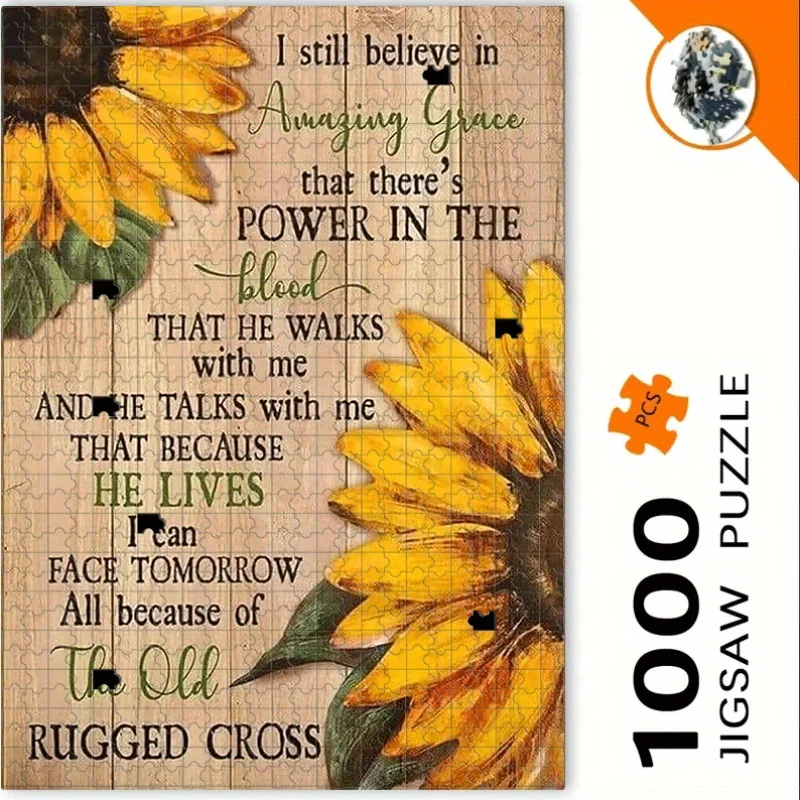 

Grace Belief Sunflower Verse Puzzle 500pcs/1000pcs Adult Jigsaw - Interactive Family Game, College Roommate Activity, Brain Ch