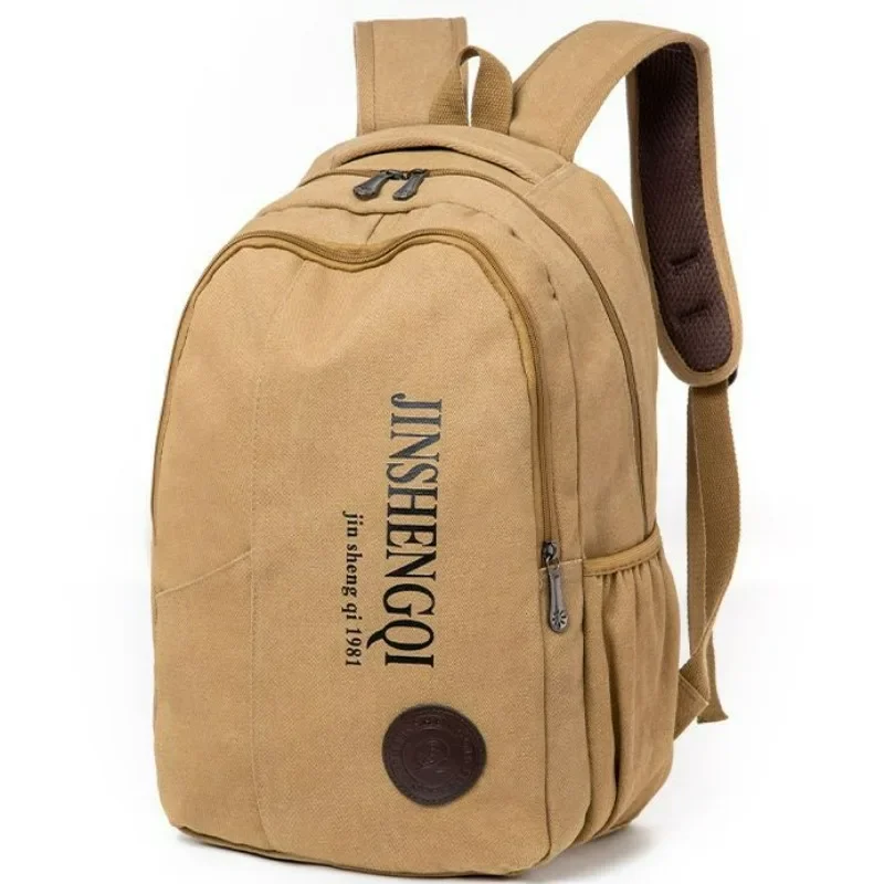 New Canvas Backpack Men Junior High School High School Student Schoolbag Leisure Outdoor Travel  Retro Luggage Bag