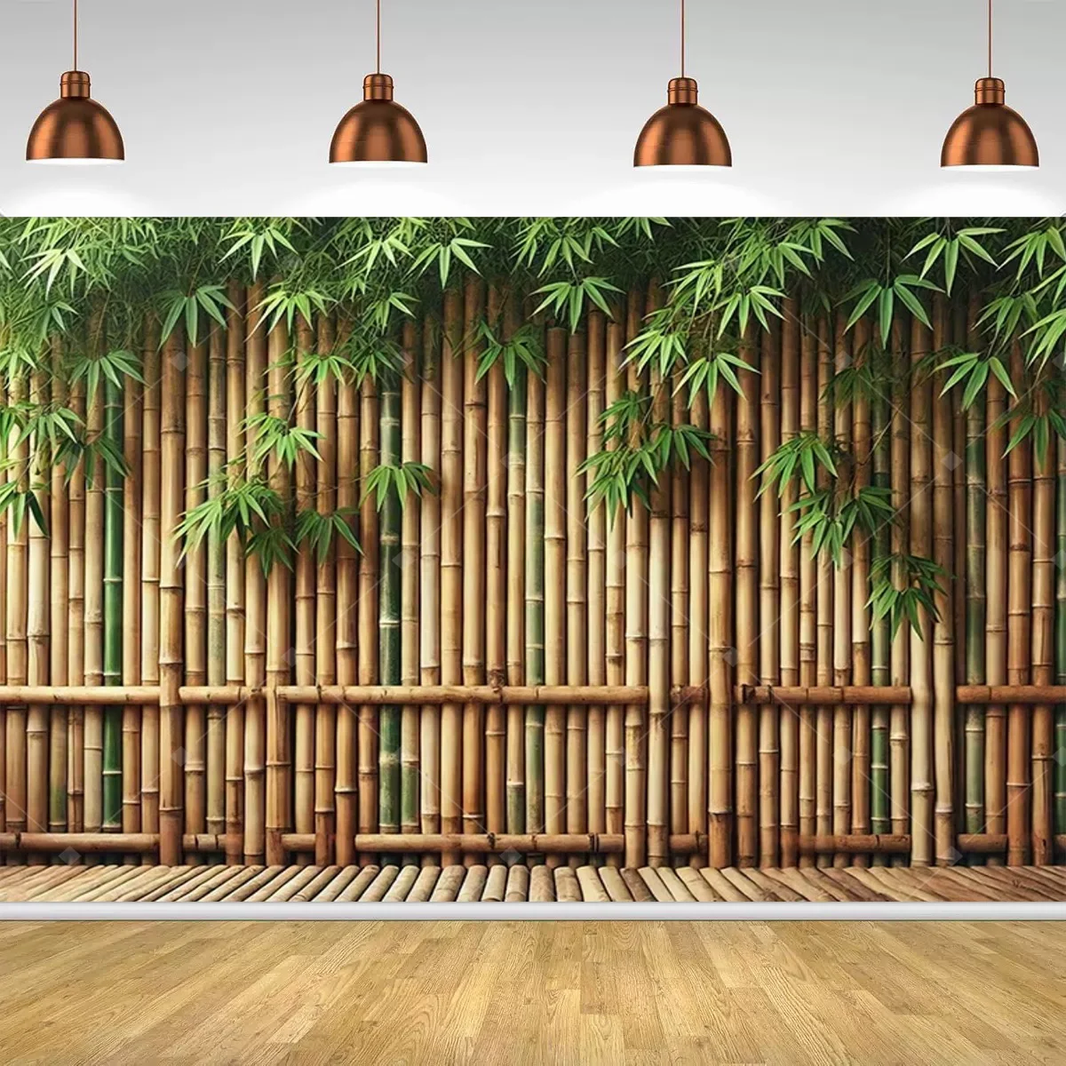 Ländliches Tropisches Bambus-Dschungel Grünes Blatt Foto-Hintergrund Hawaiianische Luau-Party Dekoration Tiki-Bar Bambus Geburtstag Hochzeit Banner – Detail 7