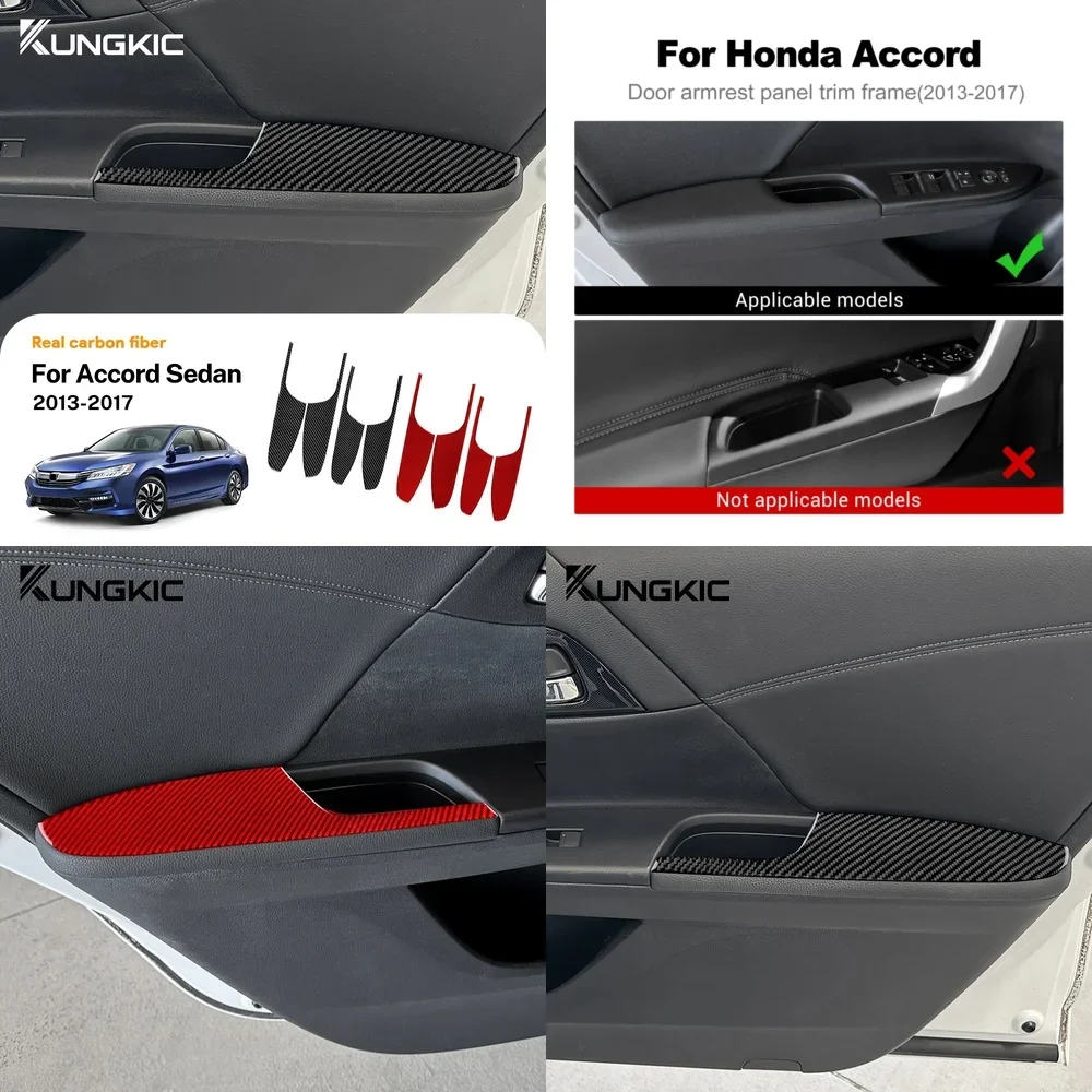 

Real Soft Carbon Fiber Sticker for Honda Accord Sedan 2013 2014 2015 2016 2017 LHD Car Door Armrest Panel Interior Accessories
