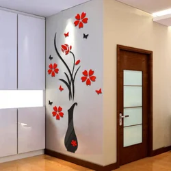 Diy Vase Flower Tree Crystal Arcylic 3d Wall Stickers Decal Home Decor And Kitchen Stuff Wallpaper Wall Decals Home Decoration