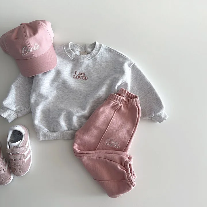 2PCS Solid Color Baby Children\'s Embroidered Hoodie Set of Two Long Sleeve Simple Polyester Cotton Casual