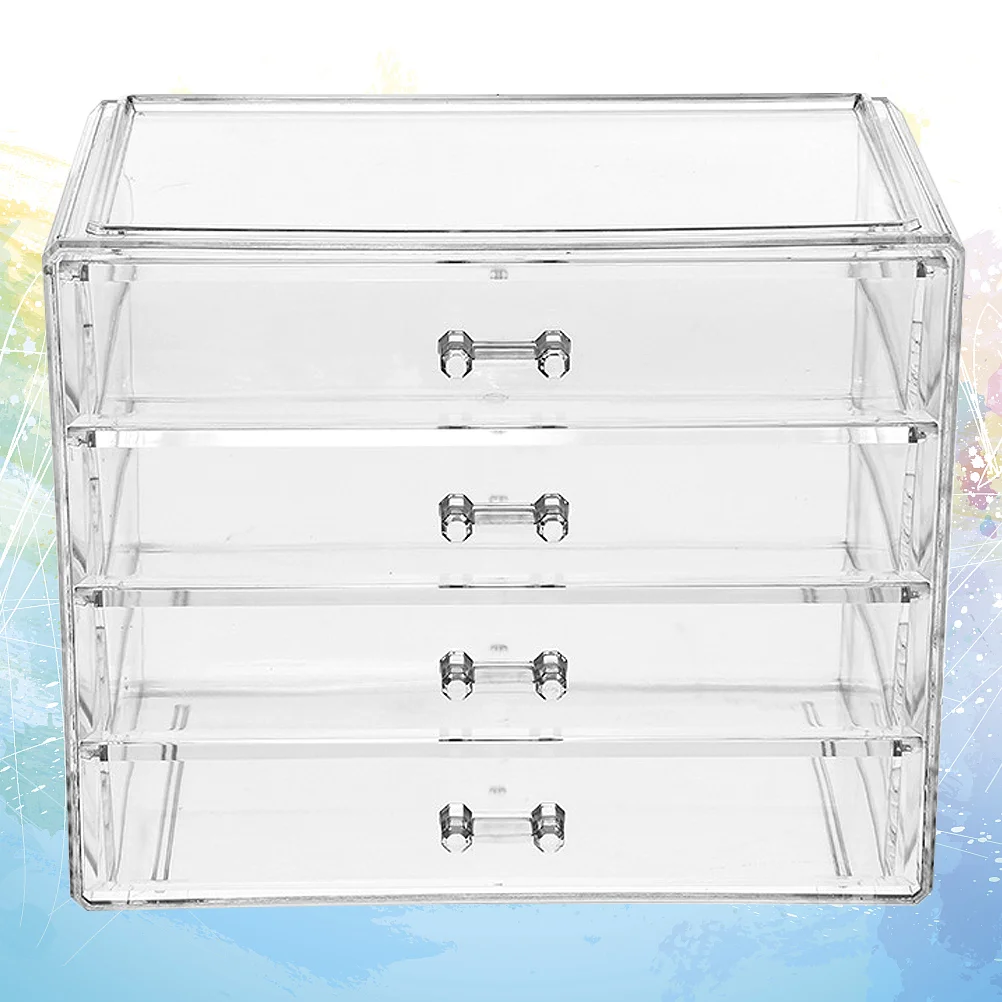 

1PC Large Size Makeup Storage Box Transparent Acrylic Cosmetics Storage Case Four Drawer Type Cosmetics Box for Home Use