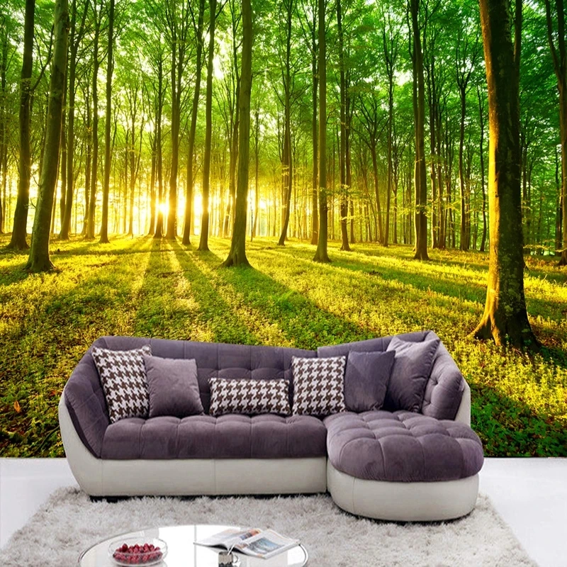 Custom Wallpaper Modern 3D Forest Sunshine Nature Scenery Mural tree woods Living room TV background bedroom restaurant Green 8d