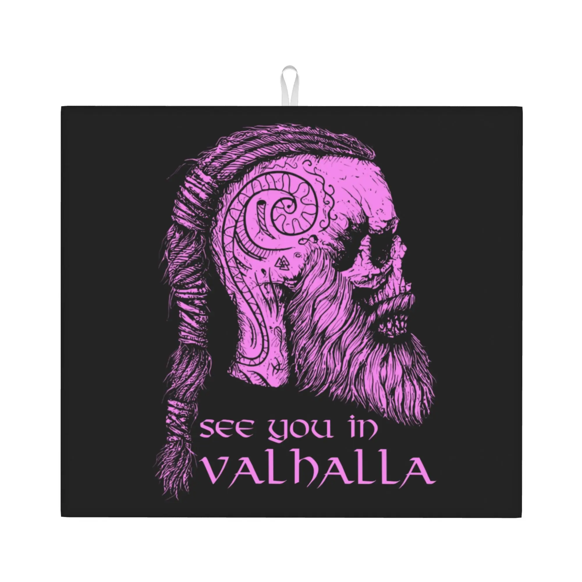 Drying Mat For Kitchen Viking Odin Norse Mythology See You In Valhalla Barware Tableware Washable Kitchen Sink Drying Pad
