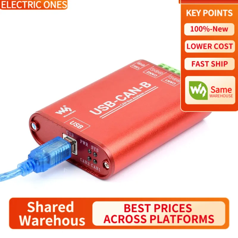 

【Waveshare genuine】- IIndustrial Isolation lUSB To CAN Adapter, Dual-Channel CAN Analyzer, Supports Windows and Linux systems