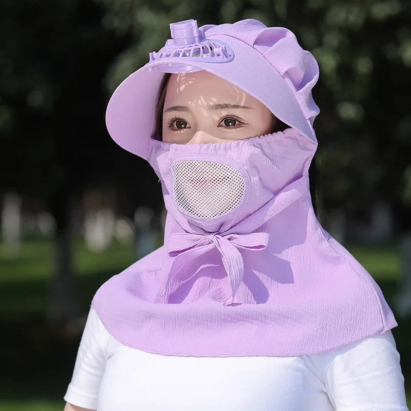 

2025 USB Charging Fan Hat Summer Adult Outdoor Large Eave UV Protection Neck and Face Protection Sun Protection and Sunshade Hat