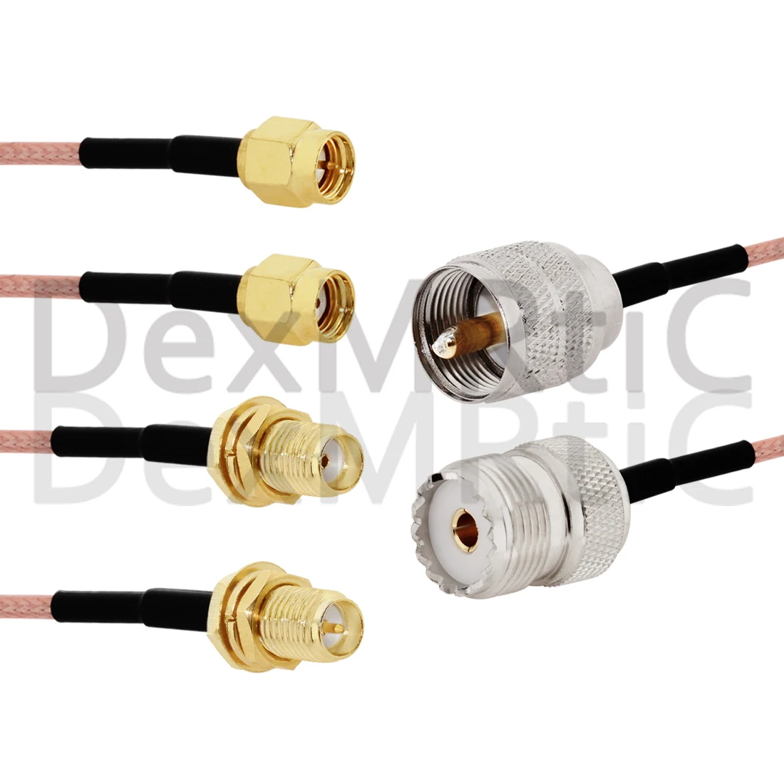 RG316 UHF PL259 SO239 auf SMA Stecker & Buchse Gerader Anschluss RF Jumper Pigtail Kabel 6" 8" – Detail 1