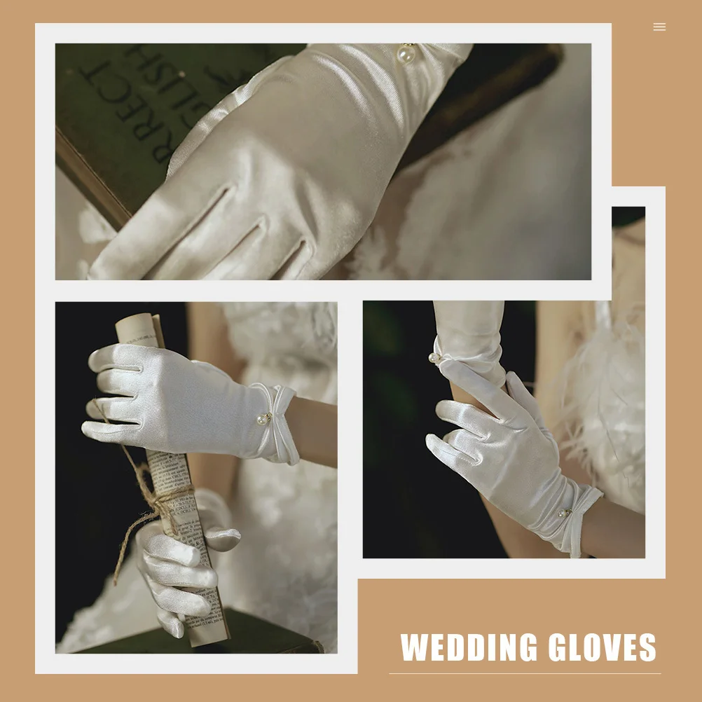 

Silk Gloves White Bridal Dress Gloves Romantic Party Ceremonial Banquet Decorative Wedding Supply Elegant Functional Accessories
