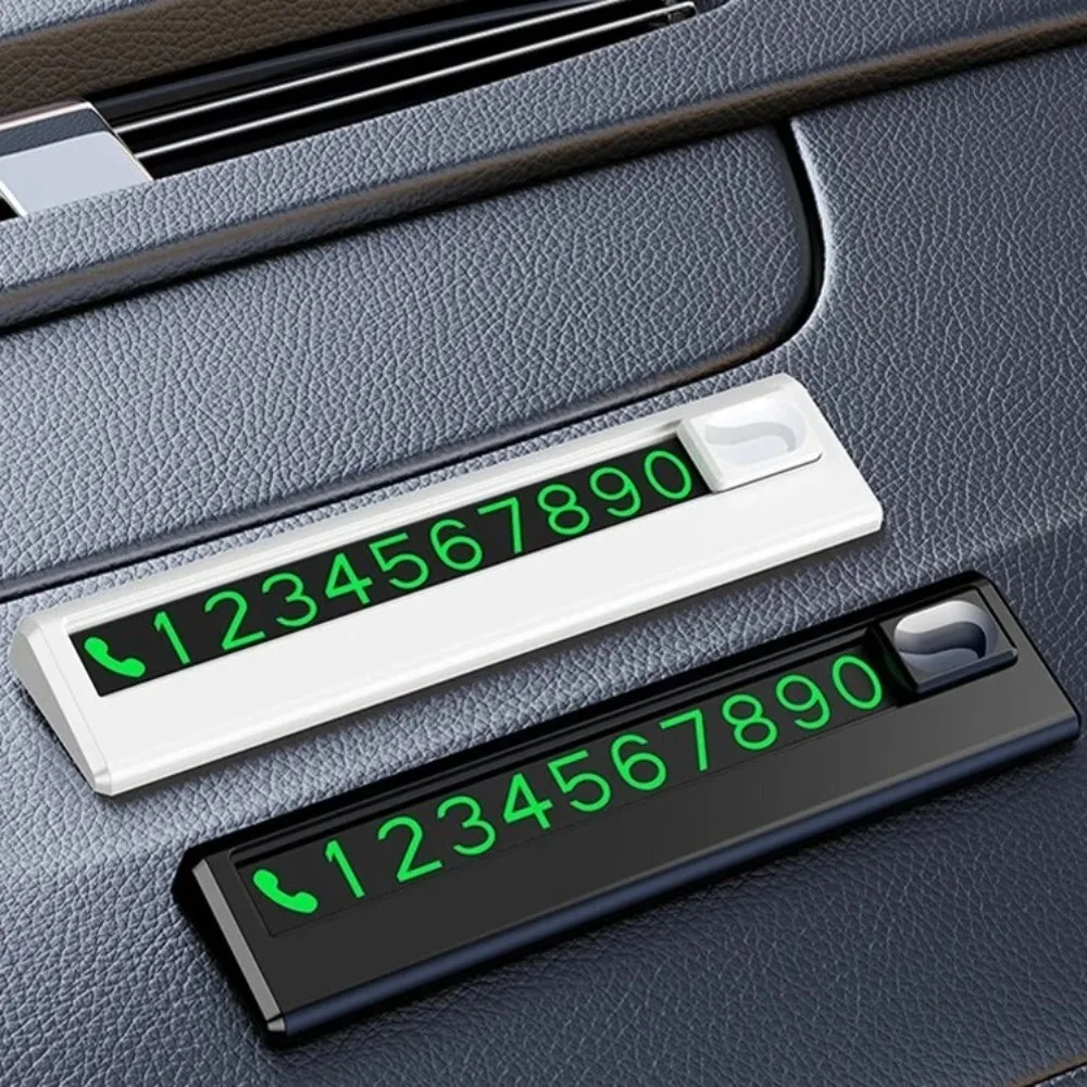 Practical ABS Phone Number Plate Black White Fluorescence Hidden Plates 5 Sets of Numbers Car Park Stop