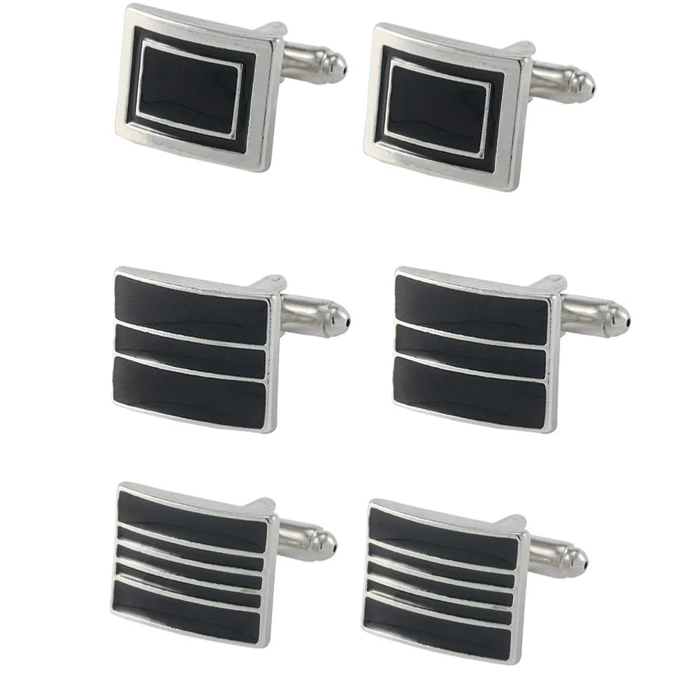 Wholesale Personality Men's Business Party Cufflink Black Stripe Square Cuff Links Versatile Shirts Jewelry Valentine's Day Gift