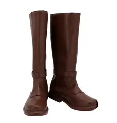 Men Knight Boots Cosplay Shoes Fashion Brown Long Boots for Halloween Carnival Party