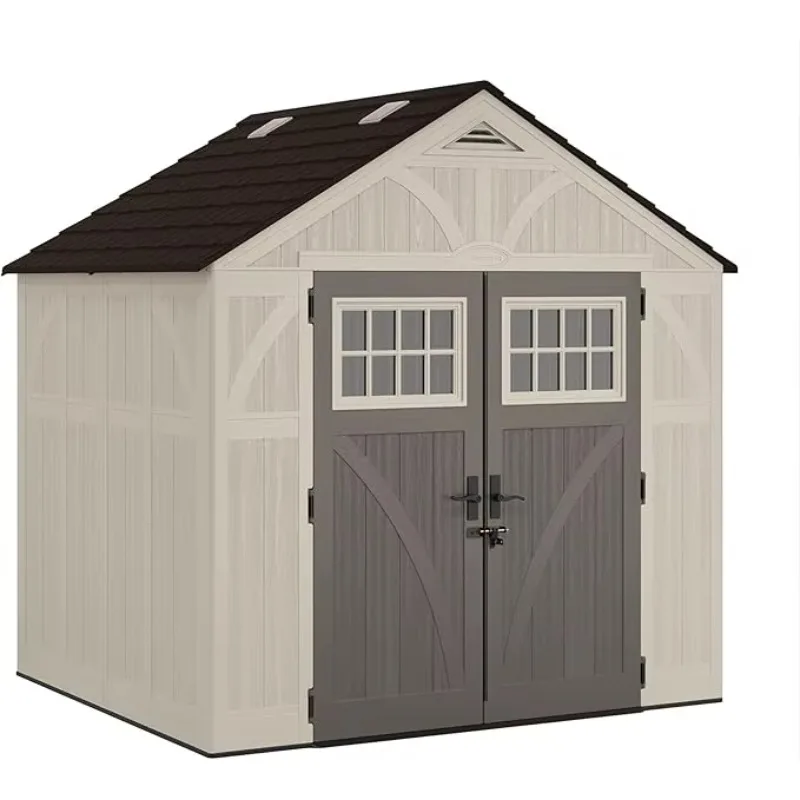 

Heavy-Duty Resin Tremont Storage Shed with Reinforced Floor, Skylights for Natural Light, Lockable Double Doors, Cream