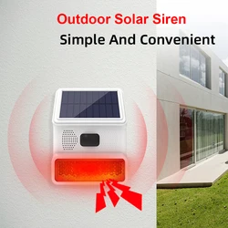 Siren Alarm Wireless Outdoor Solar Waterproof Strobe Siren For Home 120db High Decibel 433MHz Burglar Security External Siren