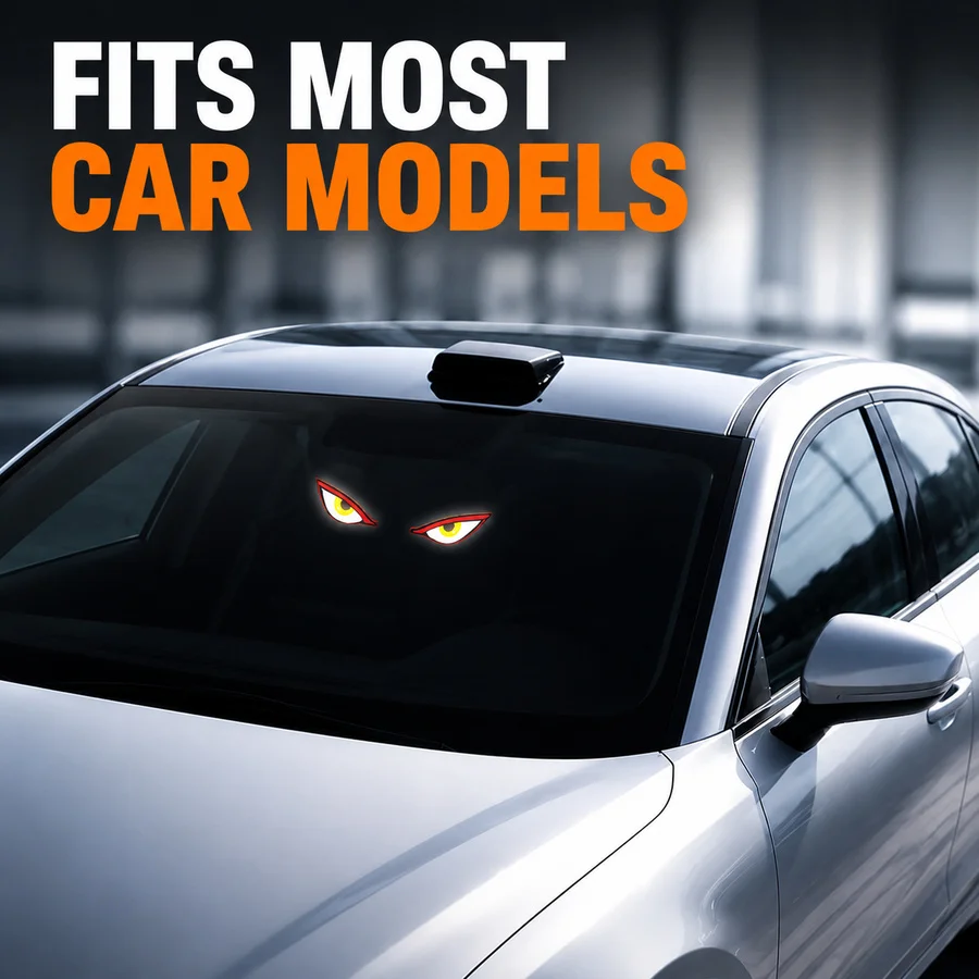 Solar Type-C Car Demon Eye Ambient Light, Suction Cup LED Windshield Decoration Lamp for Auto Glass