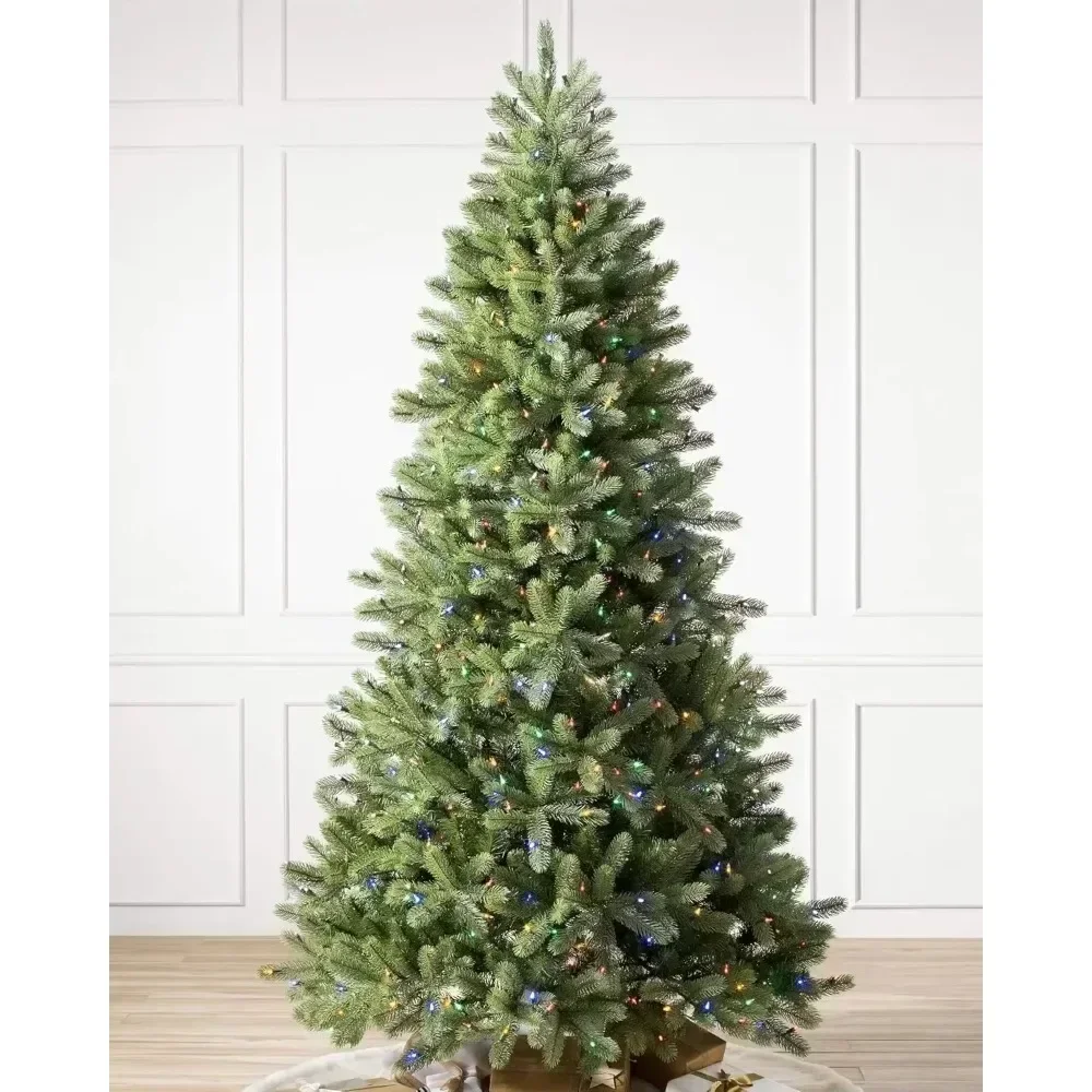 Christmas Tree,7.5ft Pre-Lit Woodland Spruce Artificial with Multicolor LED Lights dark green Easy To Assemble free shipping