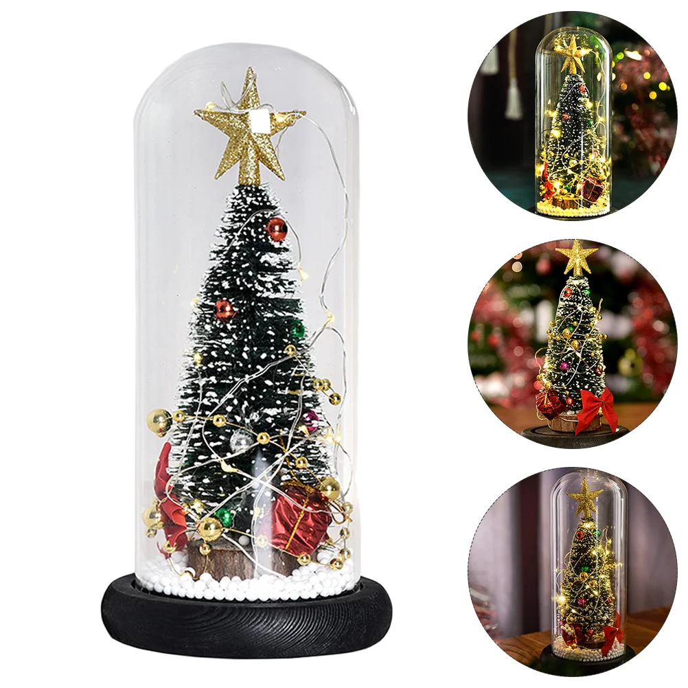 Christmas Glass Lampshade Atmosphere Xmas Gift Desktop Tabletop Decorative Light