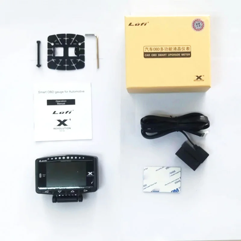 Lufi X1 OBD2 Digital Gauge Turbo boost Oil Pressure Water Temperature for Car Air RPM Fuel Speed EXT Oil Meter OBD HUD Display