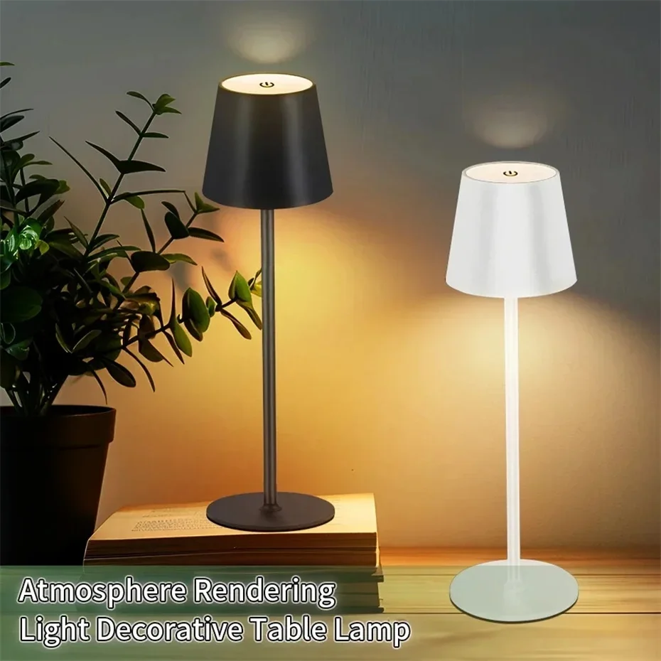 Cordless Table Lamps Rechargeable, USB Rechargeable Simplicity Desk Lamp with Touch Control Night light Lamp for Bedroom, Desk