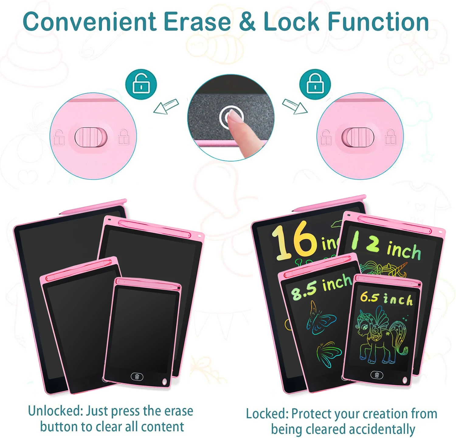 16/12/8,5/6,5-дюймовый ЖК-планшет для рисования, доска для рисования, Монтессори, развивающая игрушка, идеальный подарок на день рождения/Рождество для детей