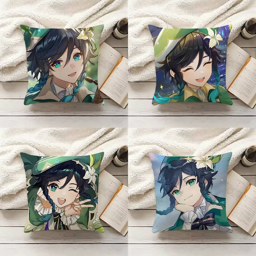 

Venti G-Genshin Game I-Impact Various Sizes Square Pillow Case For Car Home Bedchamber Decor