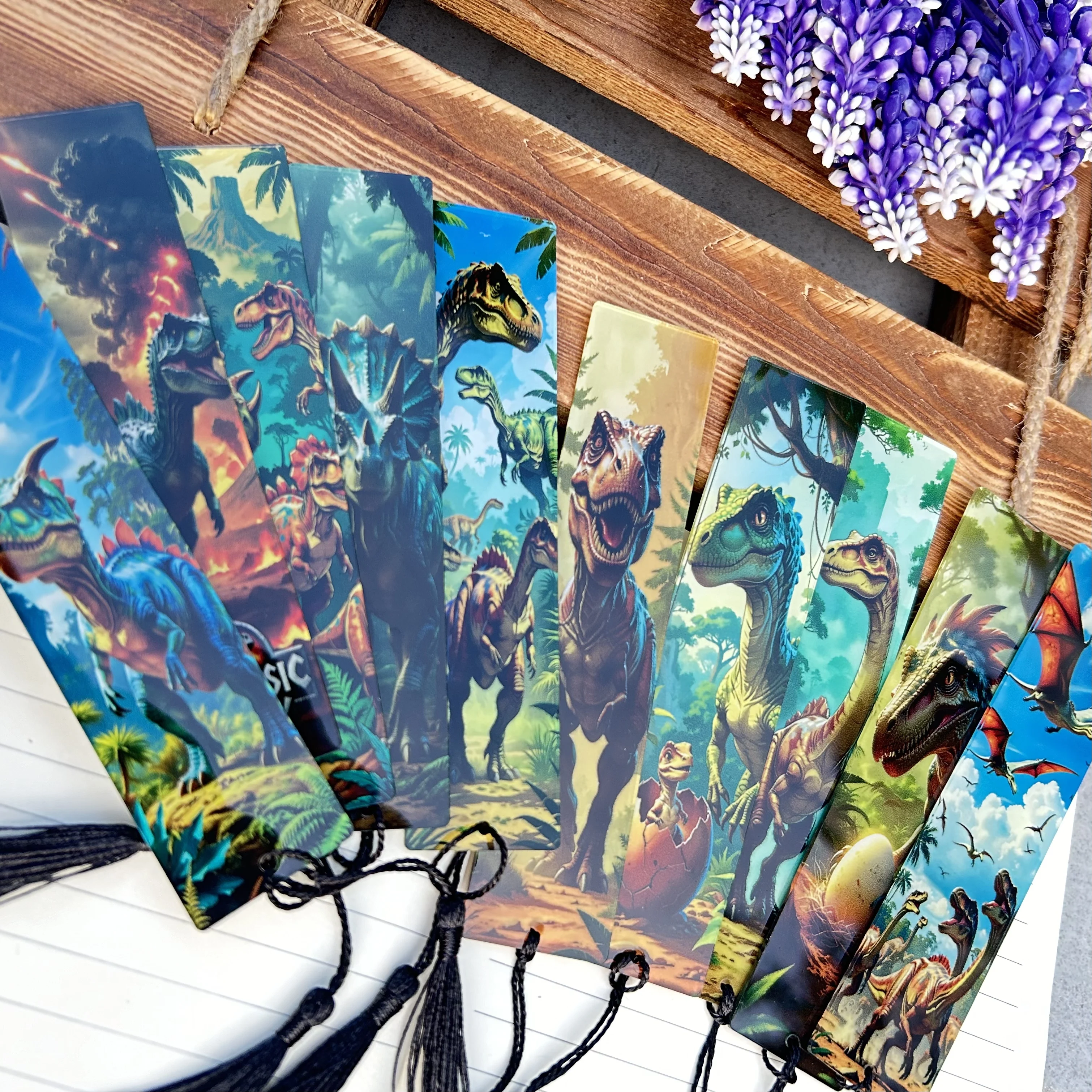 10 قطعة/1 قطعة علامة مرجعية على شكل ديناصور أكريليك مع شرابات، ديناصورات مختلفة، بيض الديناصورات، عشاق القراءة، الهدايا، علامات القراءة #2