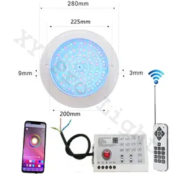 Luz de piscina subaquática LED RGB, Controle Bluetooth App, Lâmpada de paisagem exterior e interior, Pond Spotlight, DC 12V, 30W