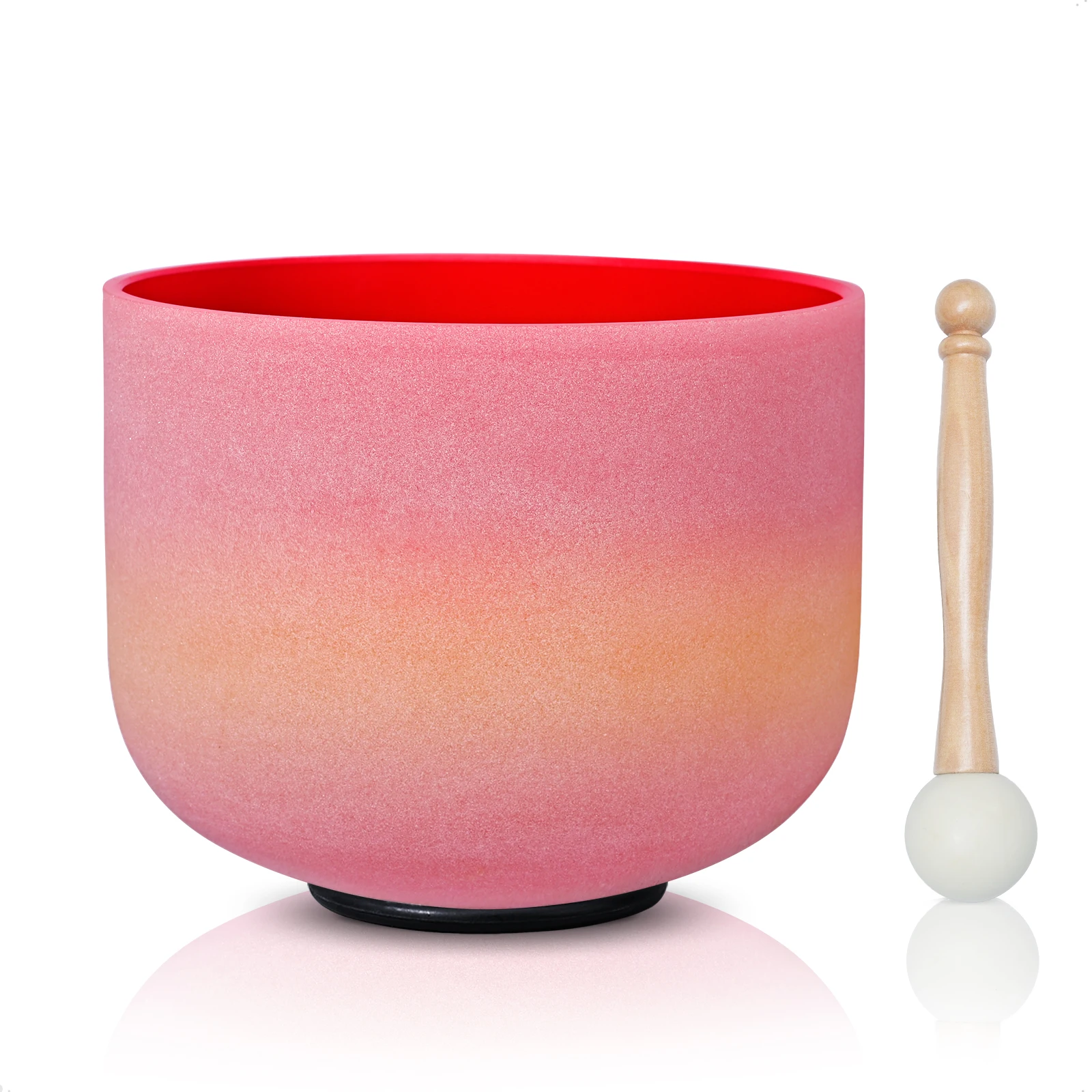 

CVNC 8 Inch C Note Red Rainbow Quartz Crystal Singing Bowl Root Chakra 440/432Hz for sound healing with Free Mallet