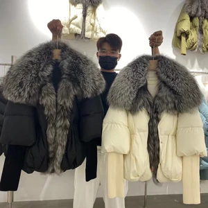 Janveny-Big-Skined Janveny-Role Fox Skin für Frauen, weiße Entenjacke, luxuriös aus Federn, groß, Winter, 2024 6 Hauptverkäufe Prada Frau - №1