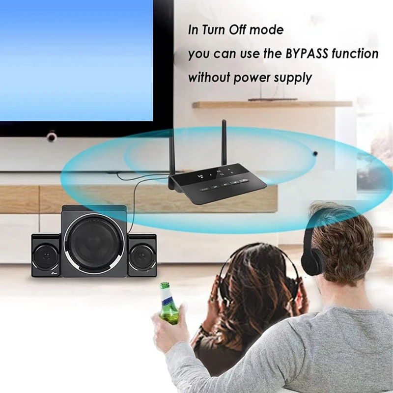 Bluetooth 5.2 Transmitter Receiver, 2-In-1 Wireless 200Ft Long Range Audio Adapter With CSR Chip, For Speaker Car