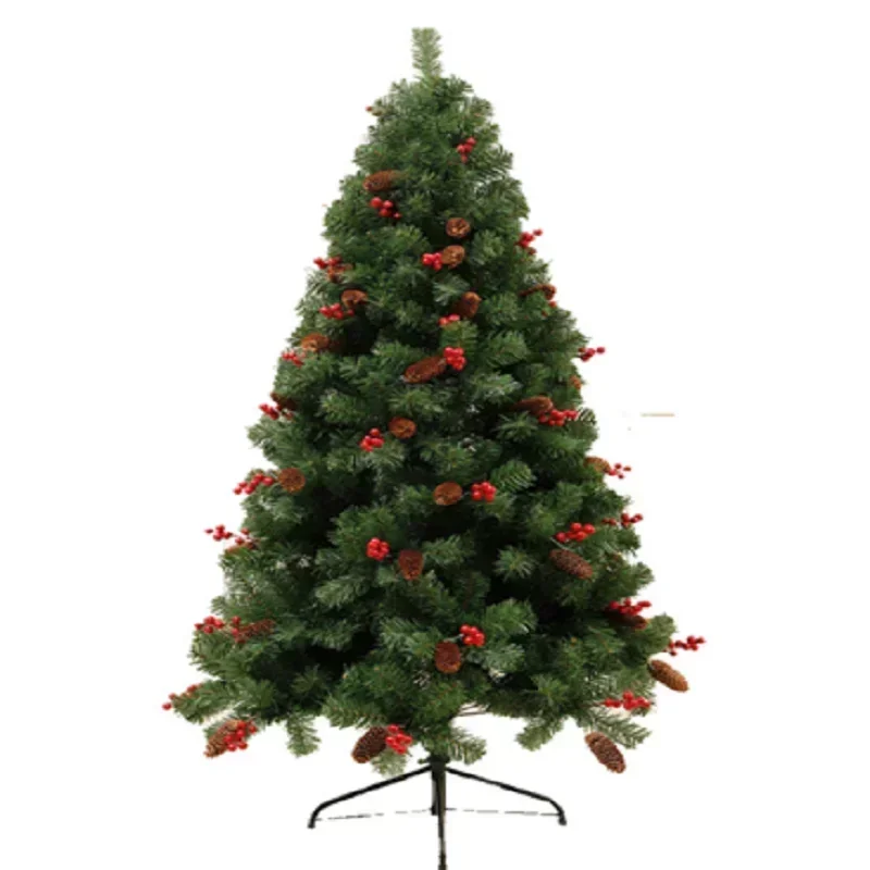 

Artificial PVC Christmas Tree Mixed Pine Cones Red Fruit Foldable Metal Base Holiday Decorations 1.2m-3m