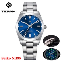 TERAMI 38MM Vintage Man Automatic Mechanical Watches NH35 Explore Series 20Bar Dive Sapphire Crystal 3C AR Coating reloj hombre