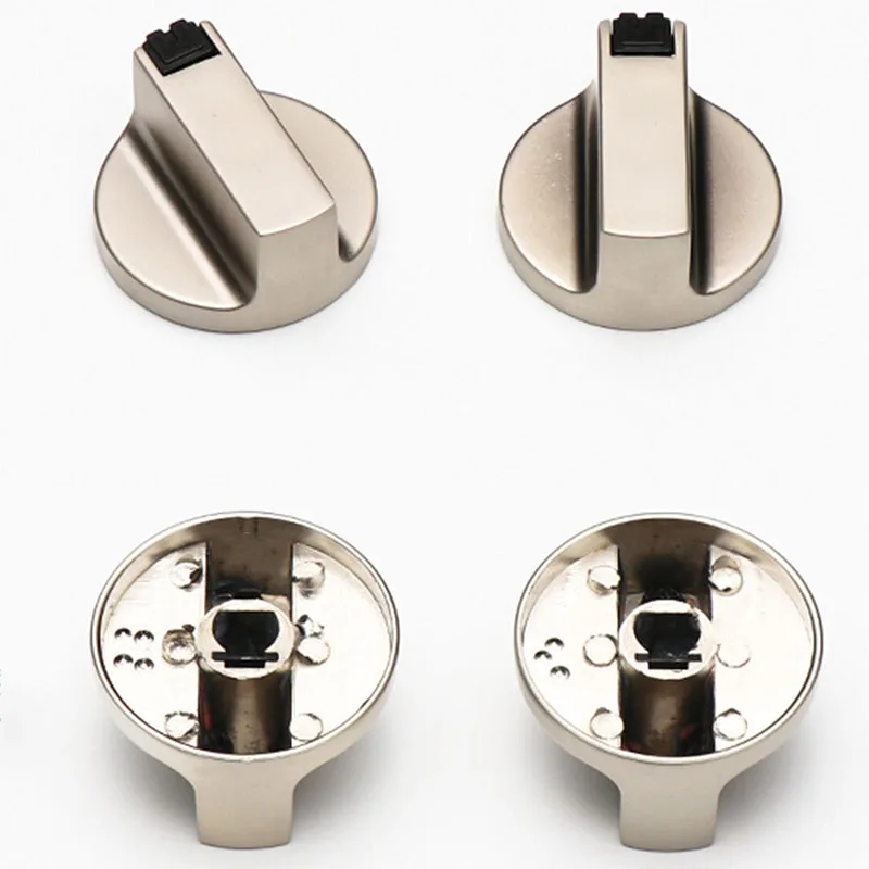 2PCS Metal 6mm/8mm Universal Silver Gas Stove Control Knobs Adaptors Oven Switch Cooking Surface Control Locks