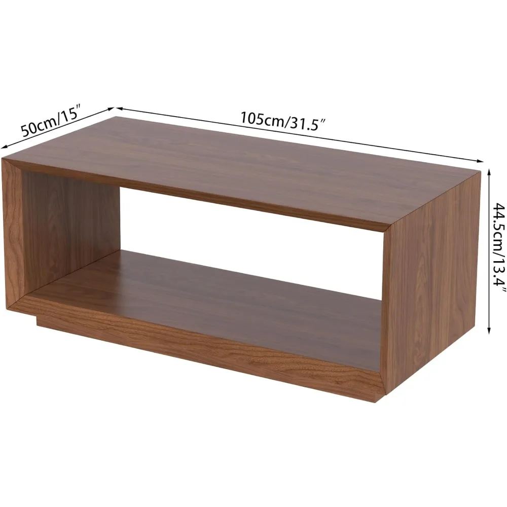 Coffee Table with Storage, Mid Century Modern, Rectangle Cocktail Tea Table, Farmhouse Wood Coffee Table for Living Room, Home O