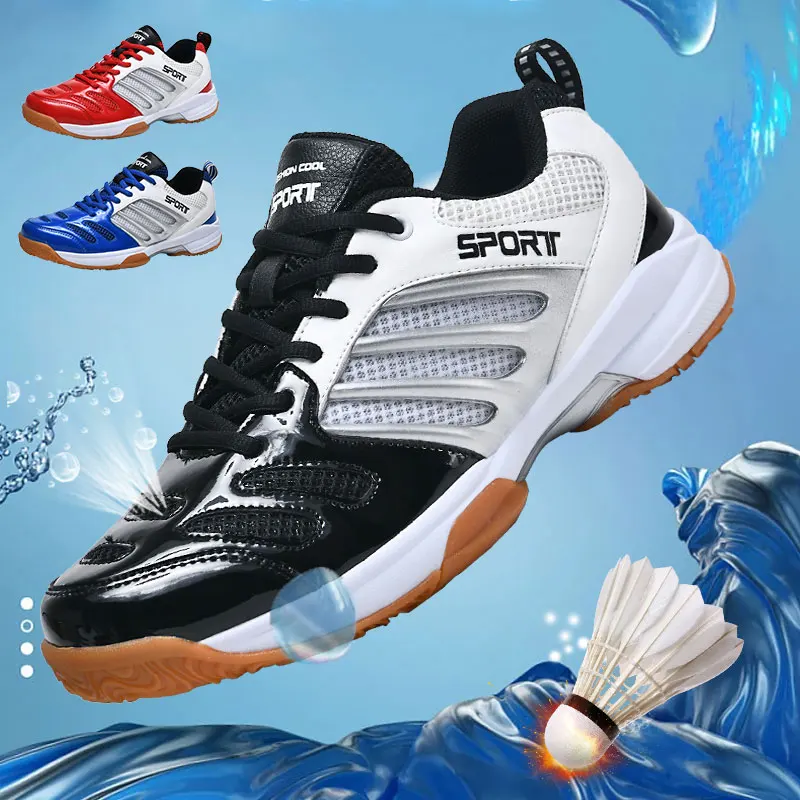 

Men's Badminton Shoes Outdoor Tennis Shoes Men Sneakers Low Top Volleyball Shoes MD Rubber Sole Breathable Shock-absorbing