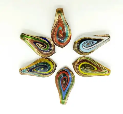 새로운 수제 무라노 Lampwork 유리 목걸이 LL25에 맞는 다채로운 물방울 펜던트