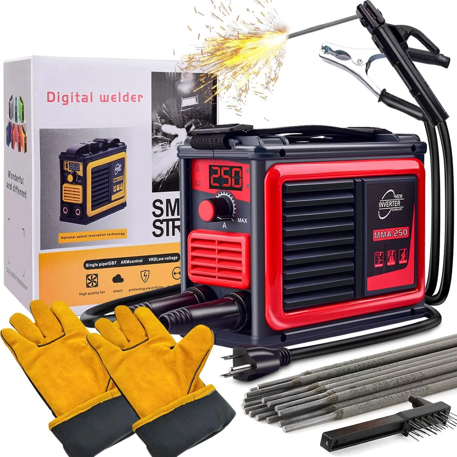 

Welding Machine, Upgraded MMA-250A 110V Portable Stick Welder IGBT Digital Display LCD,Home DIY Arc Welder