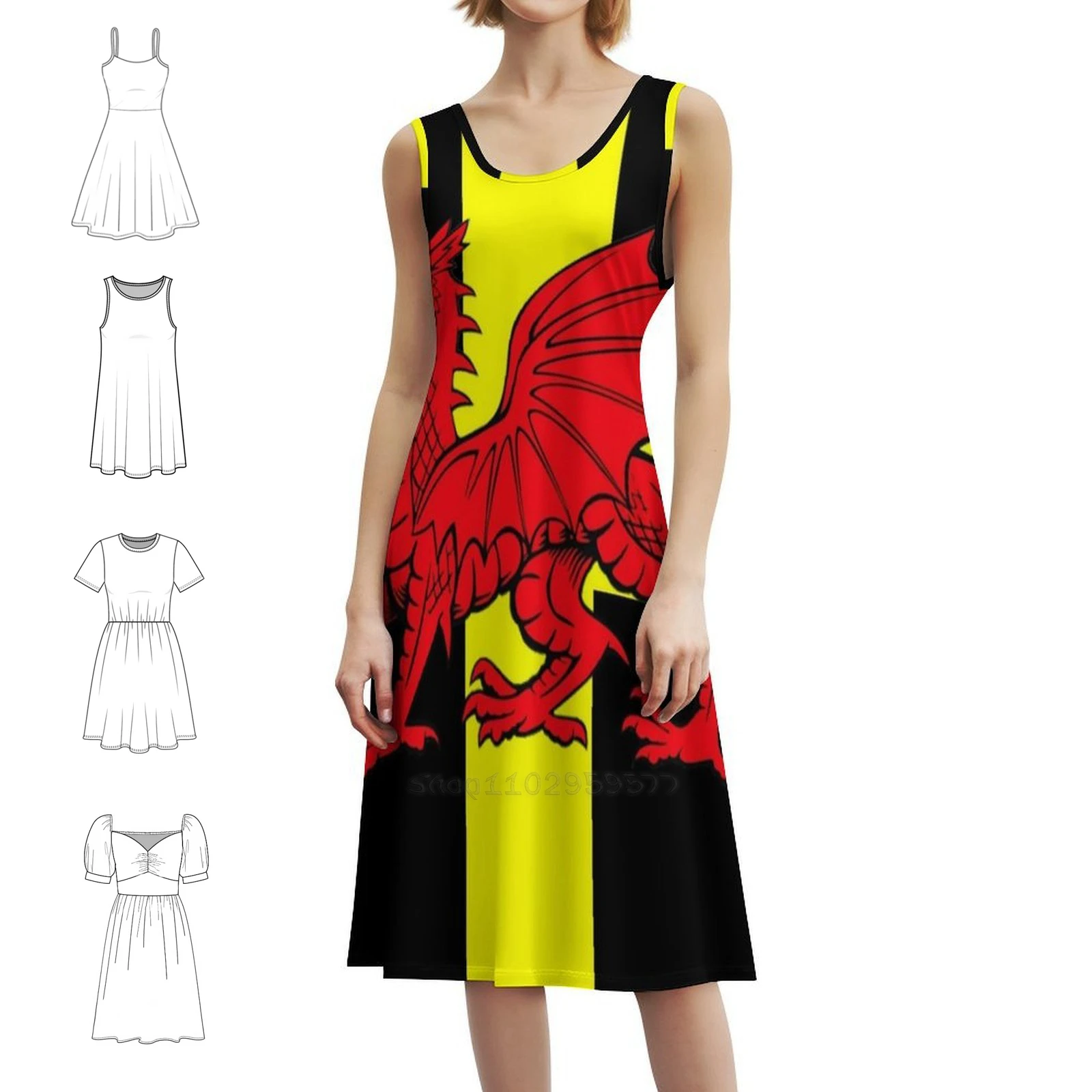 فستان بانر ديفي سانت A'R Ddraig Goch Preppy Style فستان قصير للنساء على شكل حرف a فضفاض مناسب فستان يوم غير رسمي Cofiwch Cofiwch Dryweryn #1