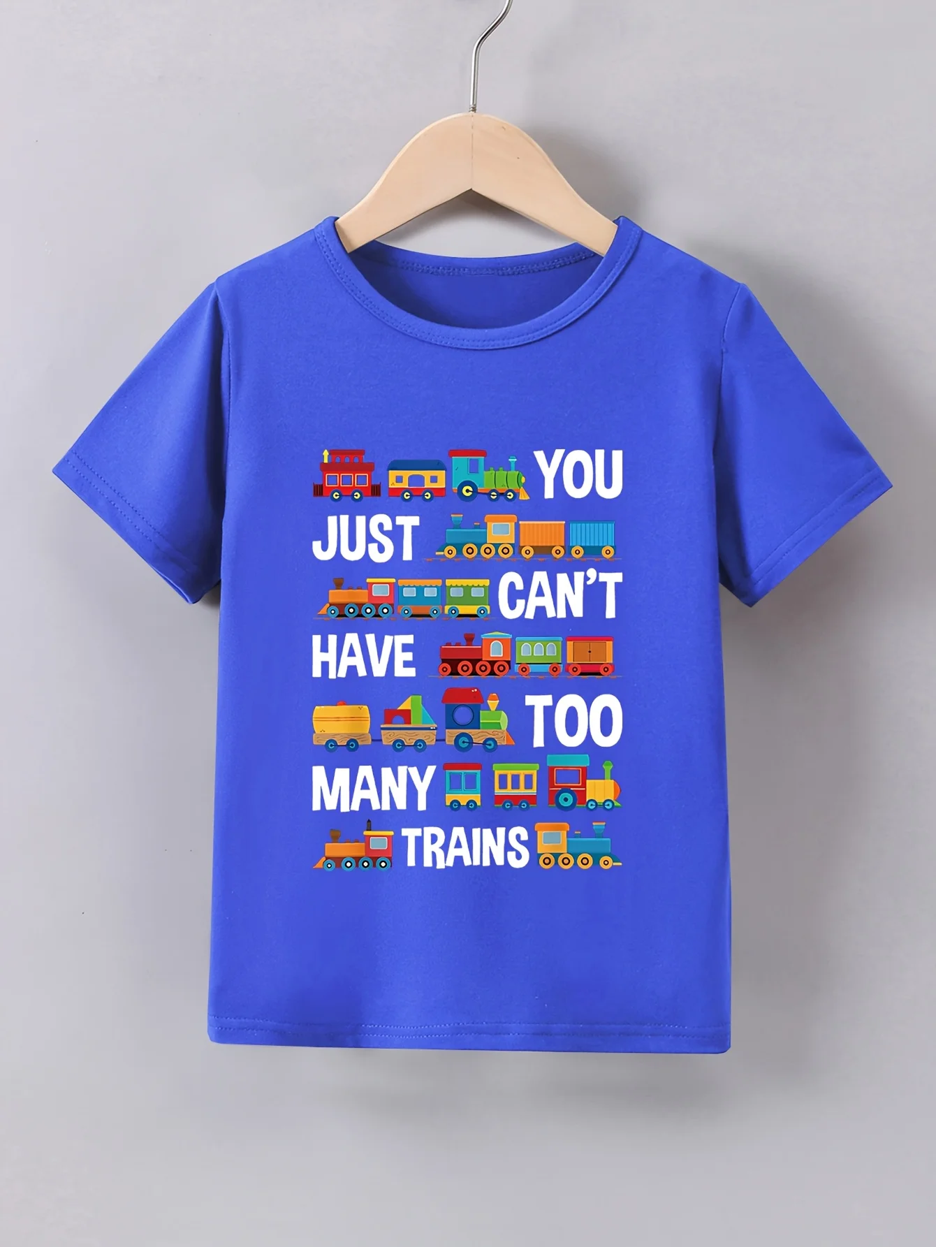 Boys‑Summer‑You‑Can‑Never‑Have‑Too‑Many‑Trains‑Print‑Crew‑Neck‑Short‑Sleeve‑Kids‑T‑Shirt