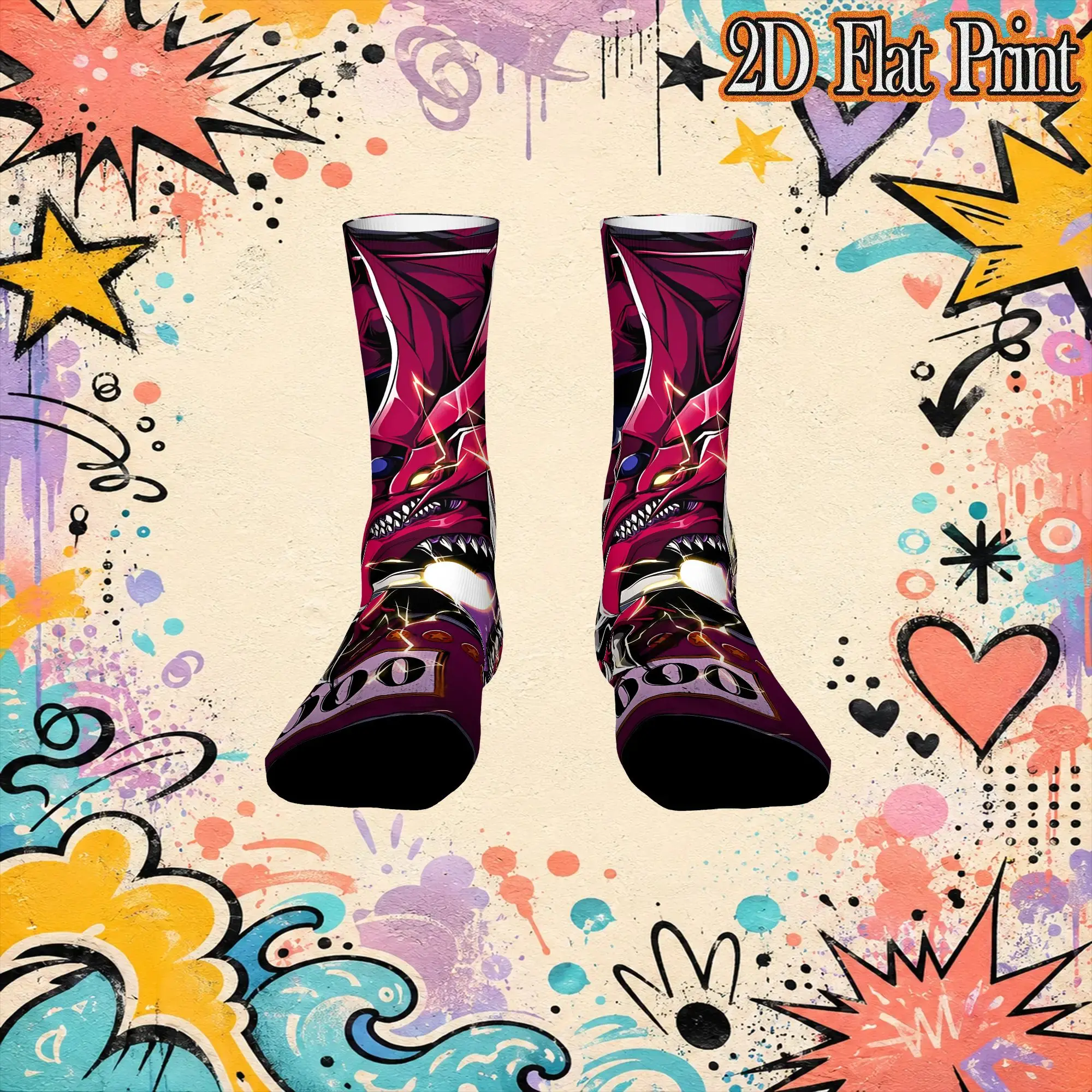 Fashion YU GI OH Card Meme Retro  Hip Hop Novelty Casual Crew Crazy Sock Sports Socks