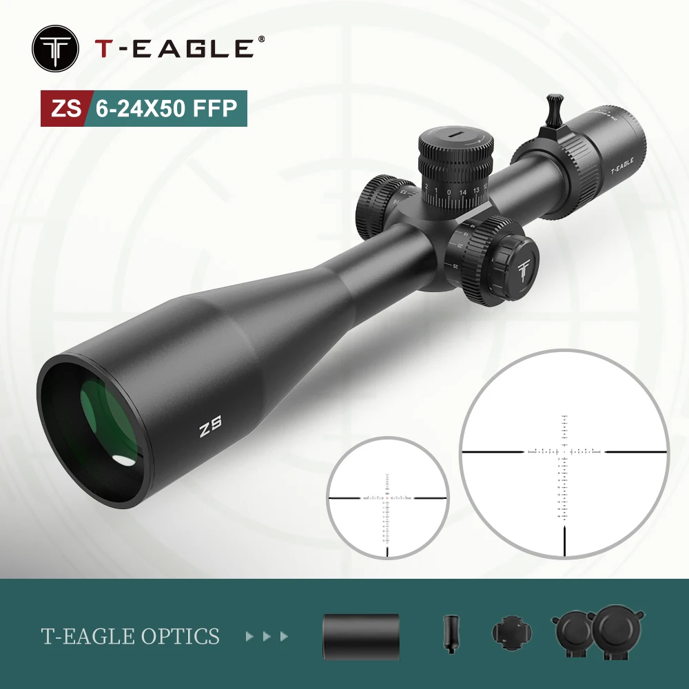 T-EAGLE ZS 6-24x50 FFP Tactical Zero Stop Rifle Scope For Hunting HD Glass Snipper Scope Air gun Scope Caza Lunetas Fits Carbine