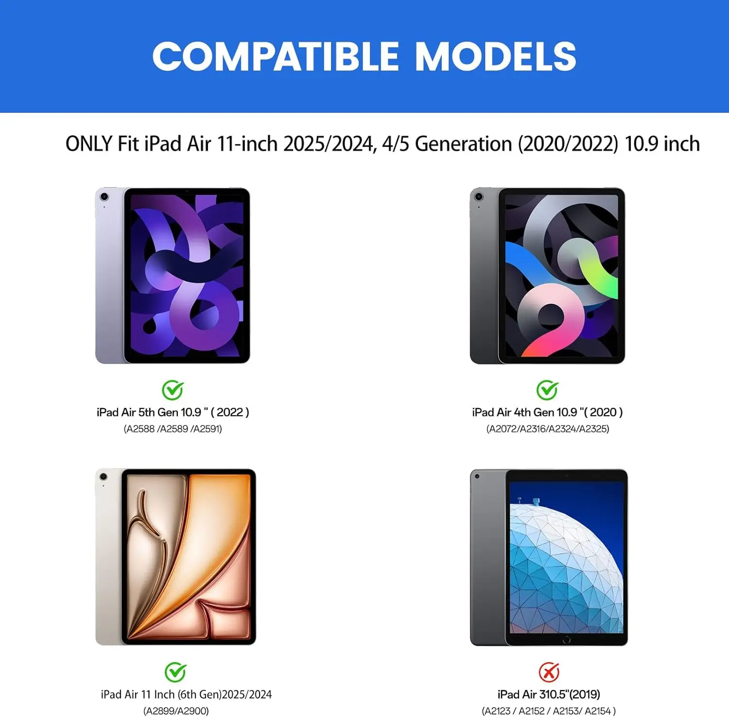 حافظة لجهاز iPad Air 11 بوصة M3/M2(2025/2024)، iPad Air الجيل الخامس/4th (2022) 10.9 بوصة مع حامل قلم رصاص، شفاف #2