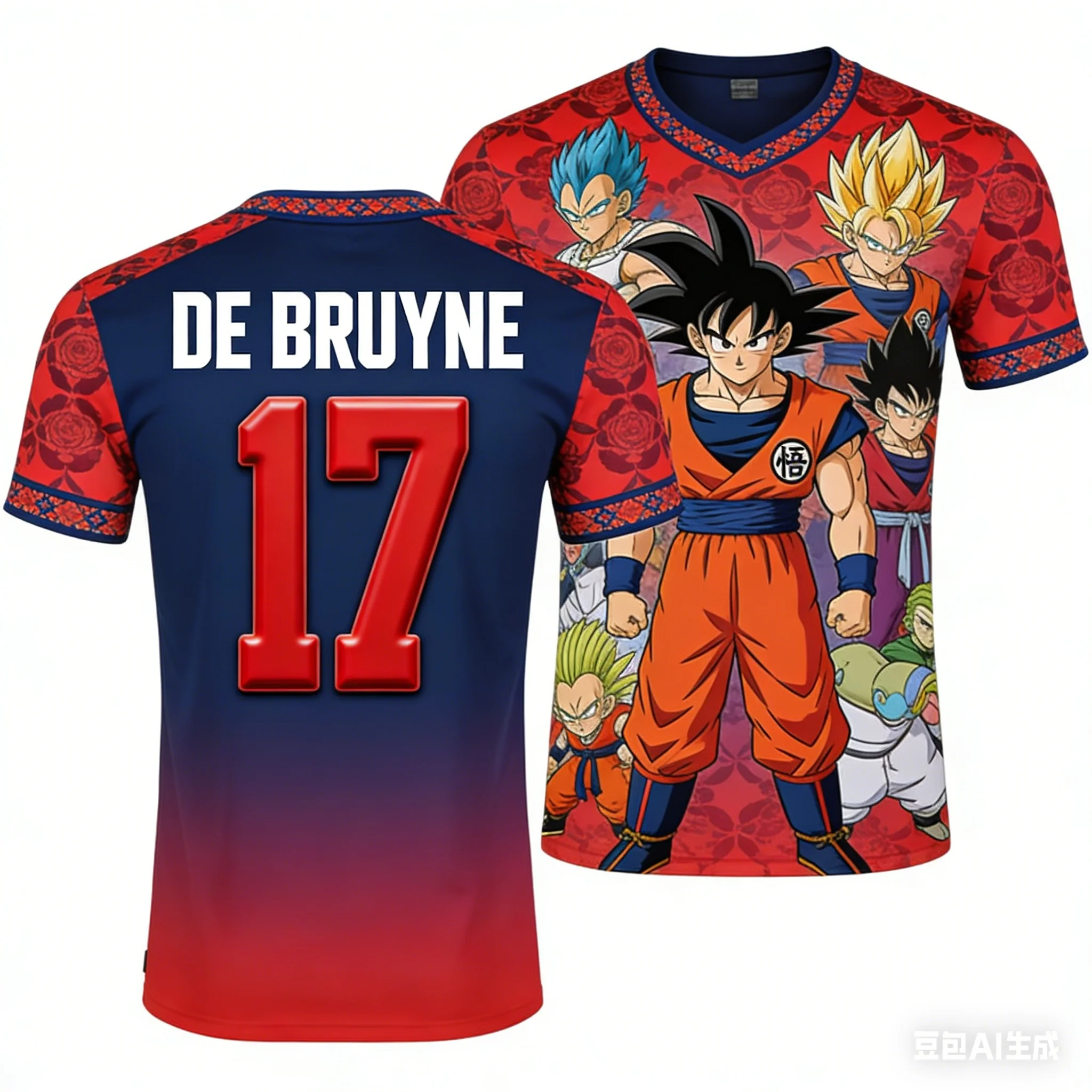 

Dragon Ball × Football Star Collaboration Number Print T-Shirt Unisex High Street Trend Loose Casual Short Sleeve
