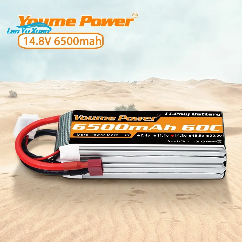 4S Lipo 14.8V 6500mah RC Battery T Deans EC5 XT60 XT90 60C for T-REX 500 Helicopter FPV Airplane  Car Truck Monster Boat