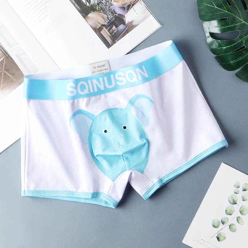 SQINUSQN New men\'s boxer panties Breathable men\'s underwear cute little elephant Comfortable Men Underpants size M-4XL