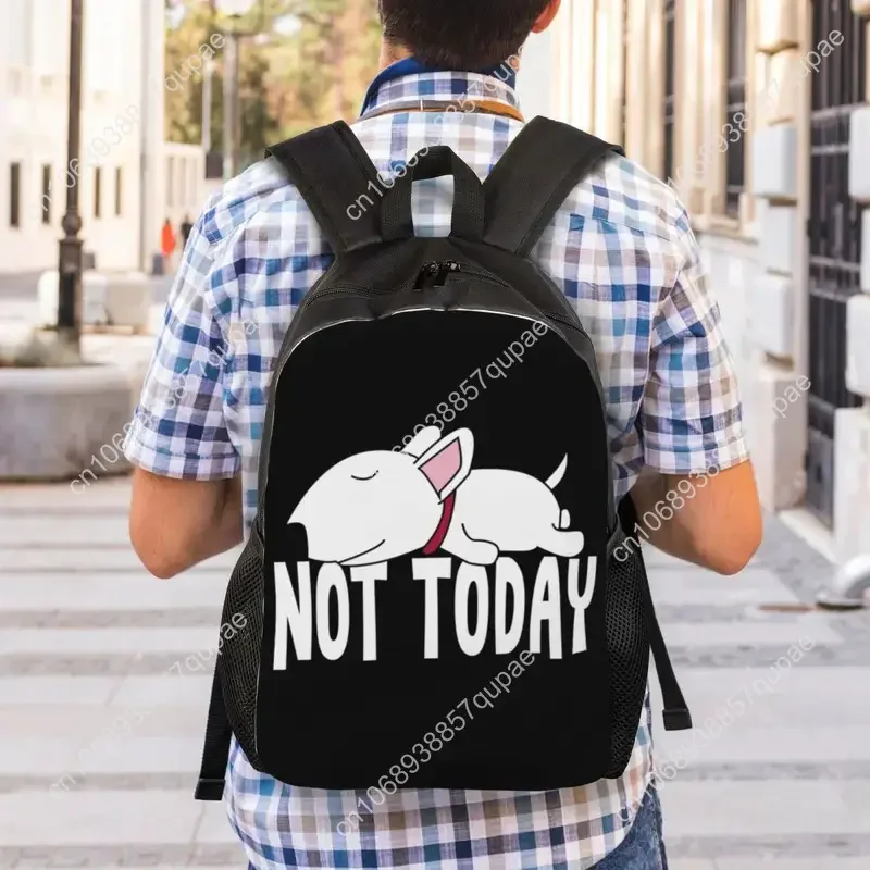 Sac à dos pour ordinateur portable pour hommes et femmes, Lazy Not Today, Bull Terrier, Funny Dog, Fashion Bookbag, imprimés School Student, Puppy Pet Bags